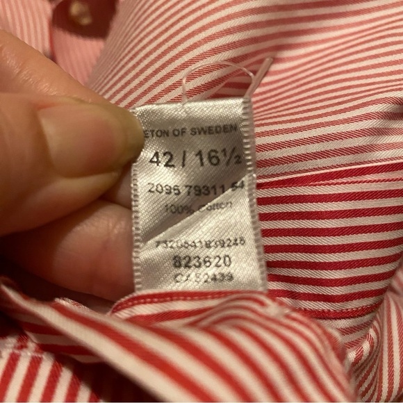 ETON Men Red White Striped Buttoned Dress Shirt Size 42/16-1/2 - Picture 6 of 7